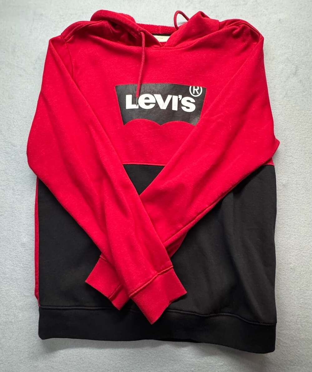 Levi's Hoodie Size XL Red Black Pullover Sweatshirt Logo